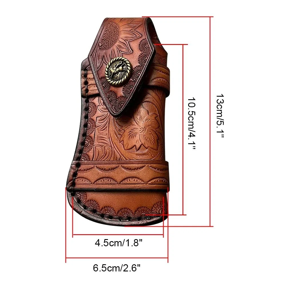 DONGKER Fodero per Coltelli Pelle,4,7'' Custodia per Coltello Pieghevole Fondina per Coltellino con Passante da Cintura per Caccia Campeggio All'aperto
