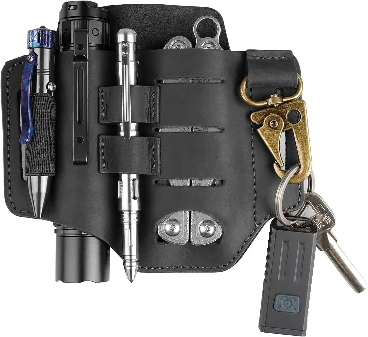 VIPERADE PJ16 Fondina EDC Organizer Hademade Custodia in pelle 3 Tasche Borsa per attrezzi Tasca per fondina per cintura con portachiavi per il trasporto quotidiano all'aperto