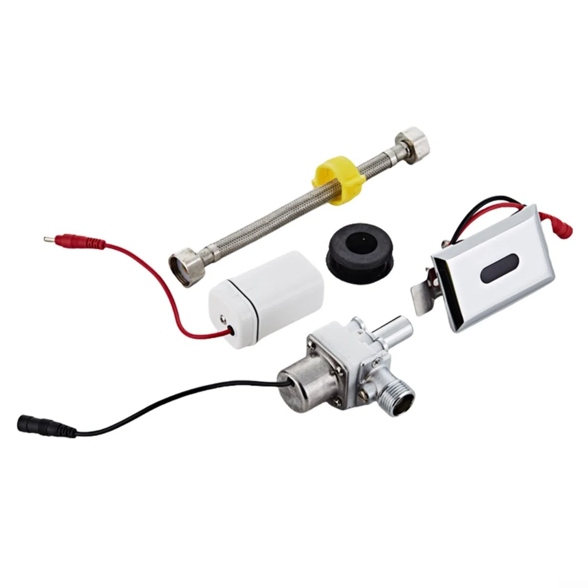 Kit valvola di scarico automatica per orinatoio a infrarossi, sensore touchless, con regolazione telecomando, basso consumo energetico DC 6 V, per costruzioni in metallo per bagni pubblici (B