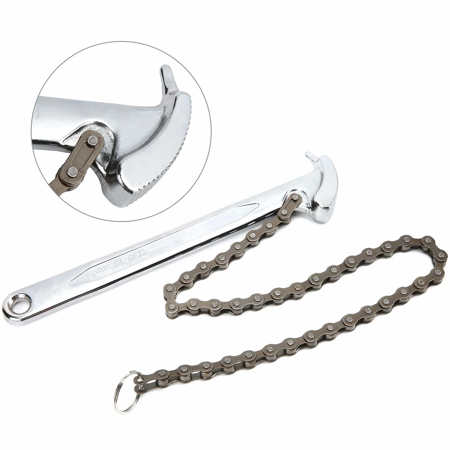 Greensen Chiave a Catena Regolabile 9 Pollici, Chiave a Catena Reversibile con Pinza per Tubi, Strumento Chiave a Catena a Cricchetto, Chiave per Allentare e Serrare Raccordi per Tubi