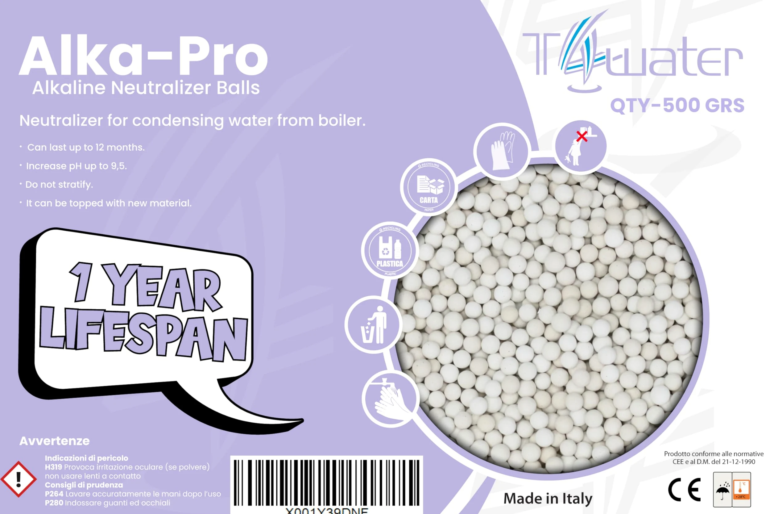 Alka PRO – Neutralizzatore alcalino a lunga durata per caldaie a condensazione | Regola il pH e protegge tubazioni a 12 mesi e oltre | Sfere ceramiche compatte, non sfarinano | 500 g