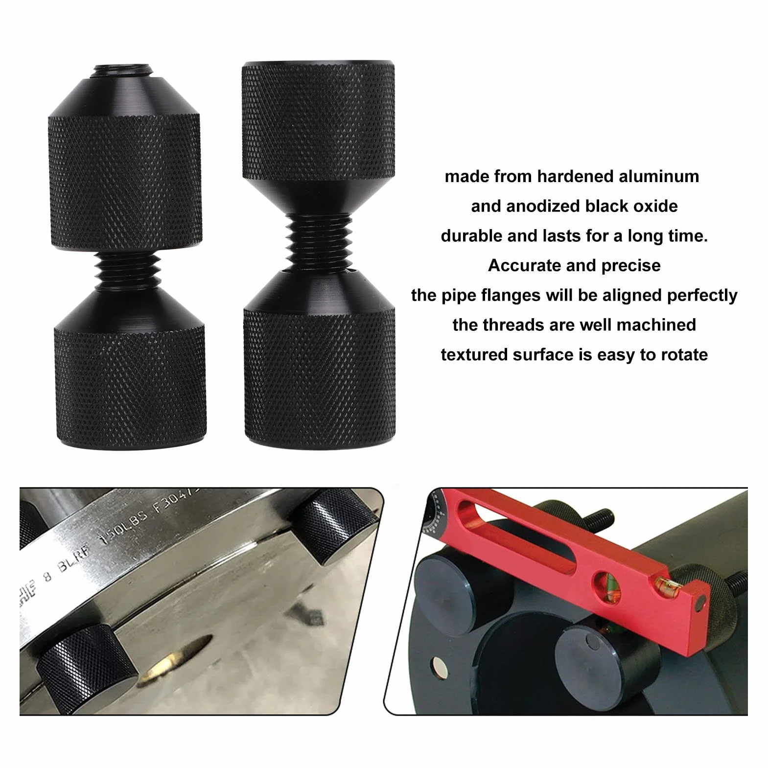 Set di Perni a Due Fori Strumenti per Tubisti Filettati con Perno di Allineamento Flangia a 2 Fori in Alluminio 6061 da 1-1/8" per Flange ASME 150LB da 1/2 Pollice a 14 Pollici