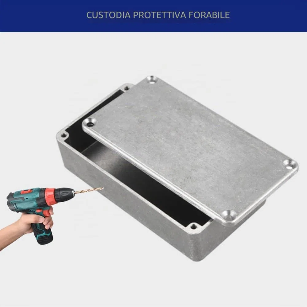 Supertool, box esterno in alluminio pressofuso, impermeabile, per dispositivi elettronici, per esterni (1 pezzo), argento
