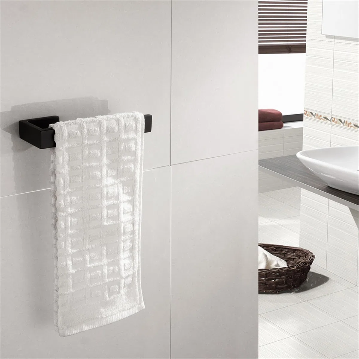 Flybath Anello Asciugamano Anelli Portasciugamani SUS 304 Acciaio Inossidabile Finitura Nero Opaco Bagno Porta Asciugamani Montaggio a Parete