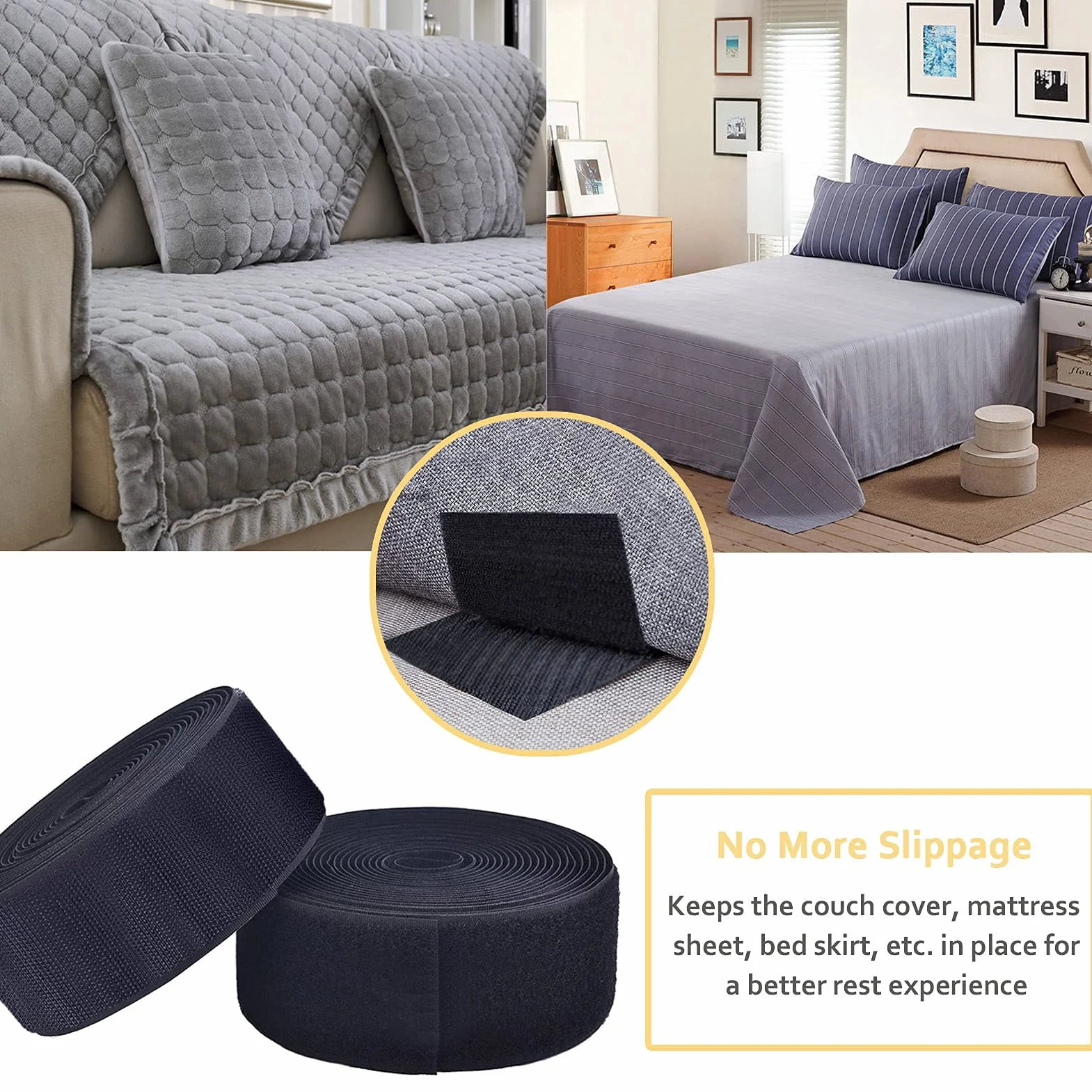 TEUVO Gancio per Cucito e Loop per Tessuti e Abbigliamento, Nastro Magnetico Non Adesivo per Artigianato DIY e Progetti di Cucire Home e Ufficio 5cm X 6M
