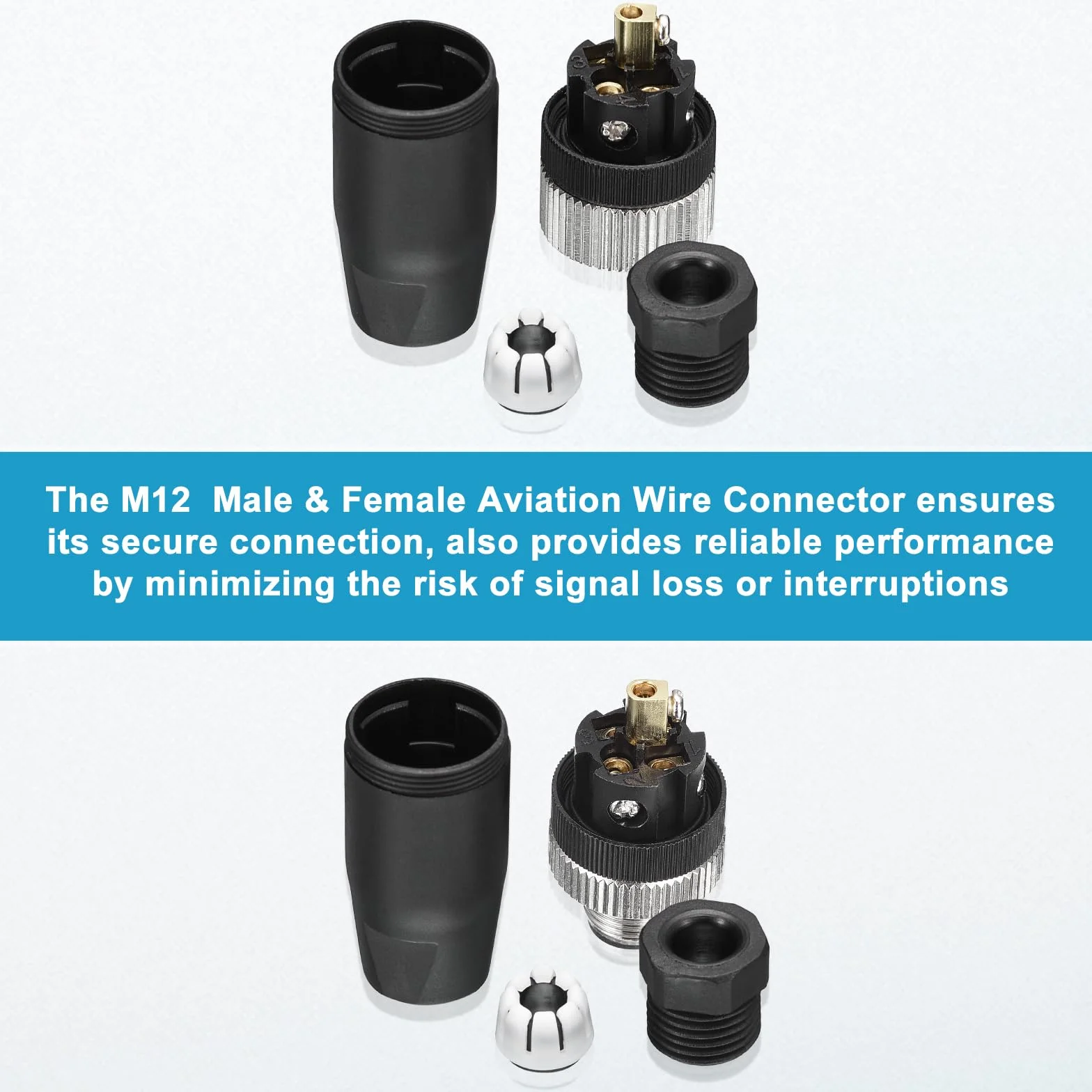 QUARKZMAN Connettore M8 Maschio E Femmina 3 Poli, 4 Pz Connettore Circolare Impermeabile IP67 Per Reti Strumenti Computer (Con 4 Chiavi)