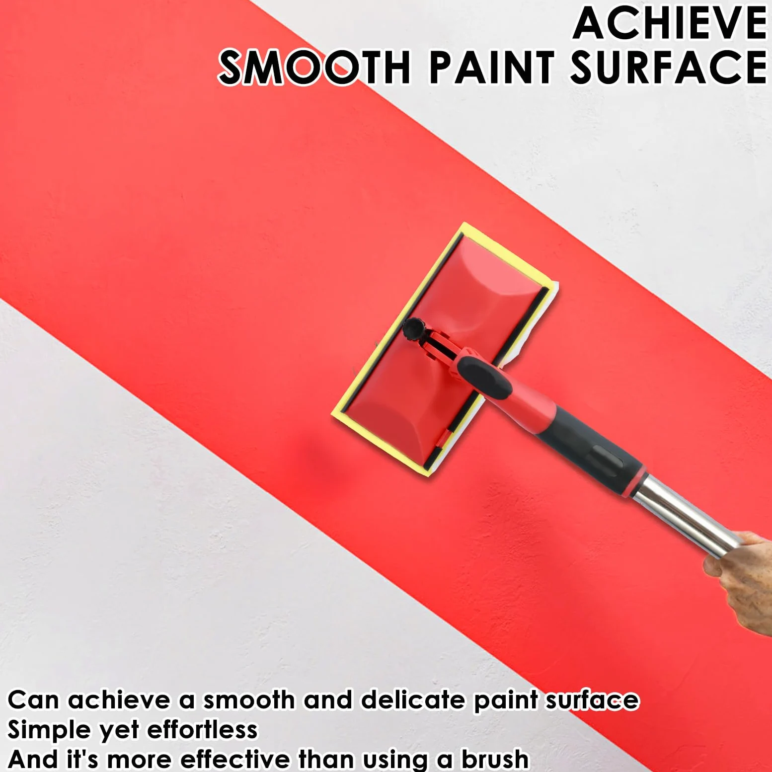 Set di tamponi da pittura da 18 cm, per pareti e soffitti, tamponi piatti per decorare con asta di estensione da 124 cm e vassoio per vernice, strumento per bordatura vernice, applicatore tampone per