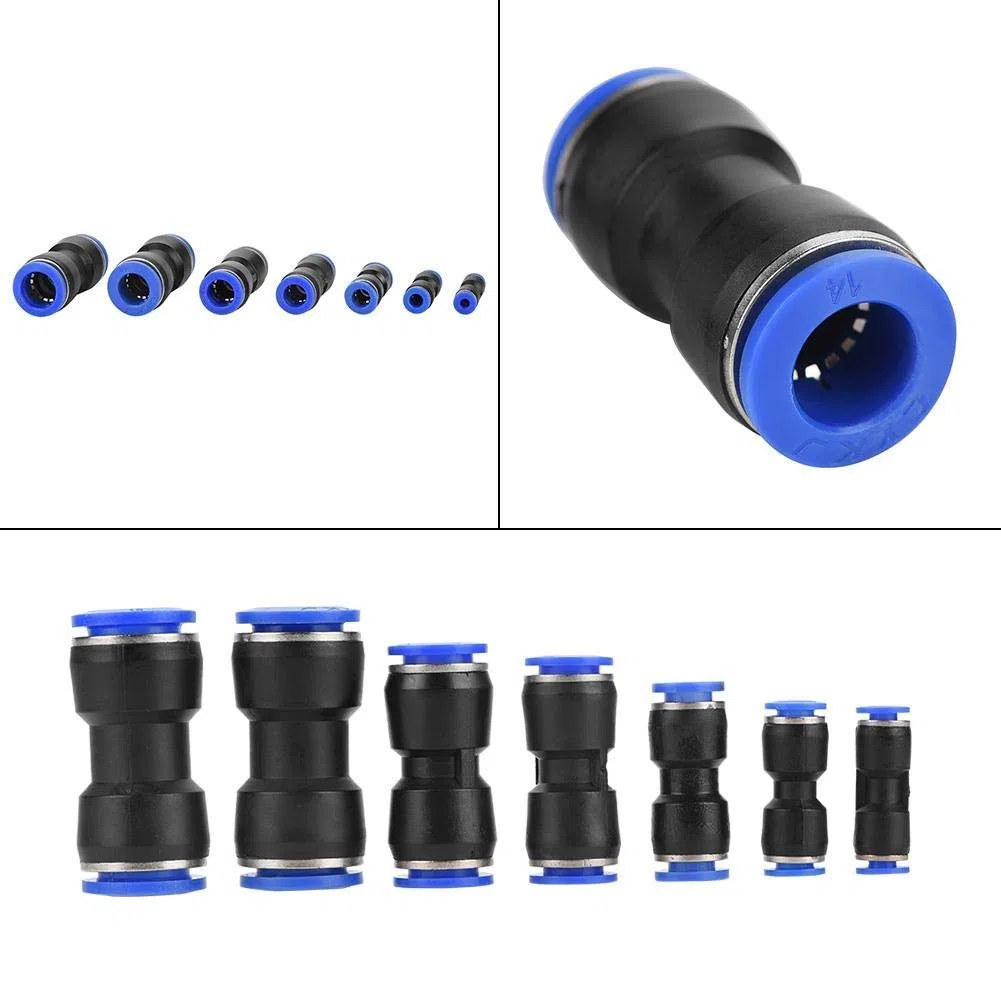 OD 4/6/8/10/12/14 / 16mm Tubo Aria Raccordo Pneumatico Dritto Air Push Raccordi Rapidi in Plastica Blu + Nero35 Pz