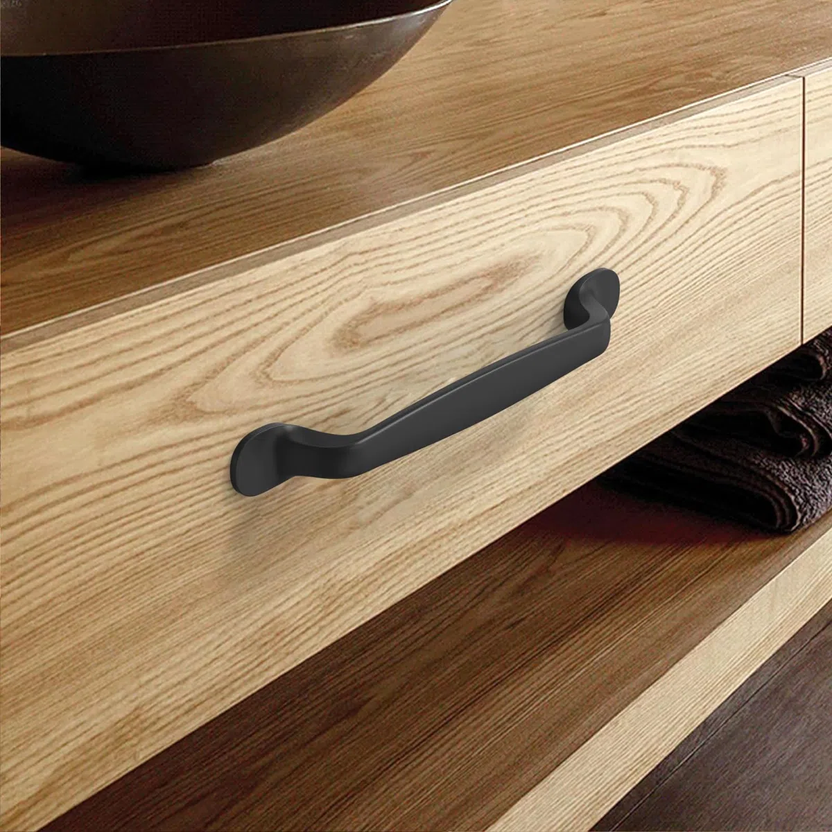 9BUILD 10 Pezzi Maniglie per Mobili da Cucina e Armadio - Distanza Fori 128MM, Nero Opaco, Moderni - EU0053