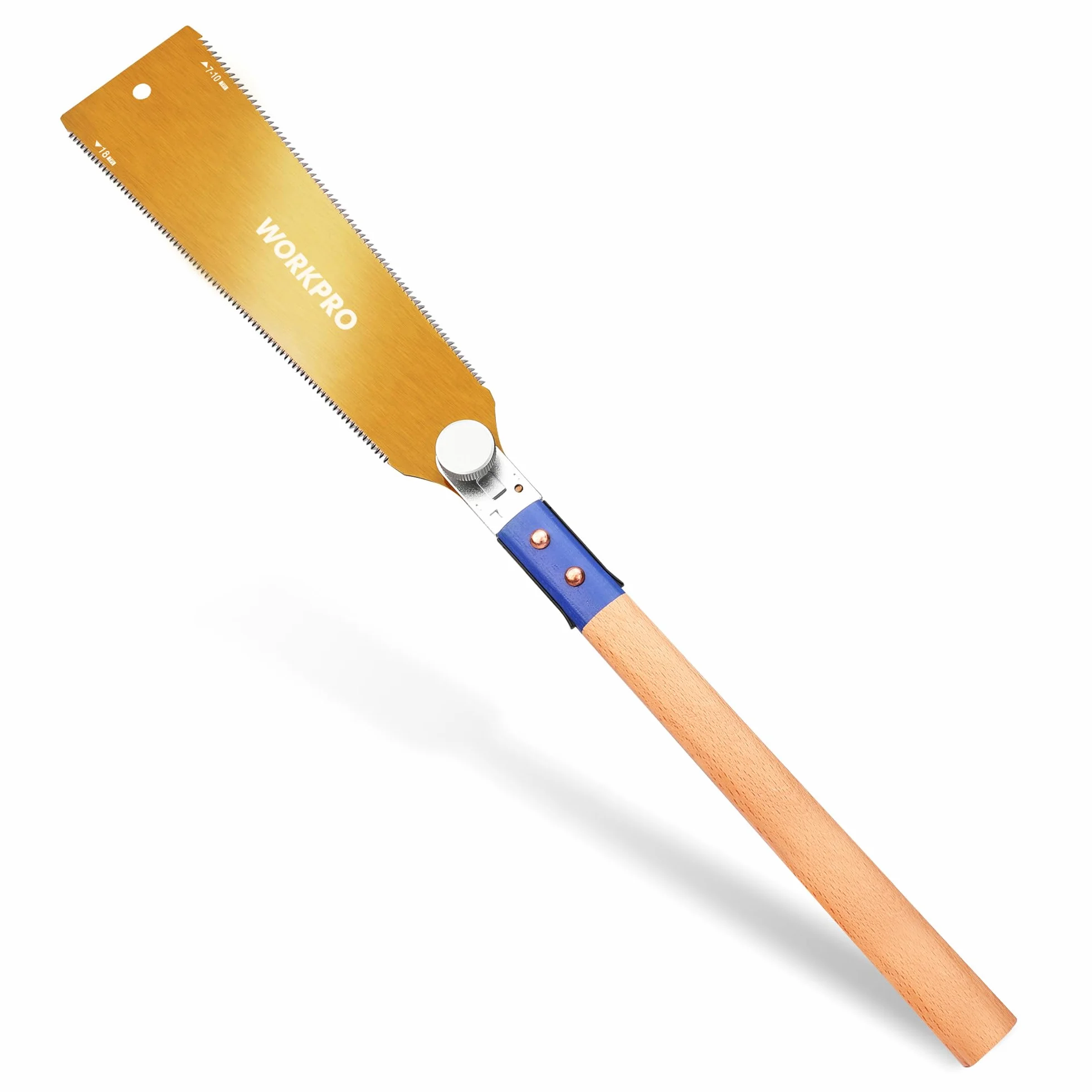 WORKPRO Sega Giapponese da 250 mm, con Lama Sk5 da 0,6 mm e Impugnatura in Legno, Sega Giapponese a Mano a Doppio Taglio 18TPI/7-10TPI, Sega Professionale Fine per Falegnami Fai da Te