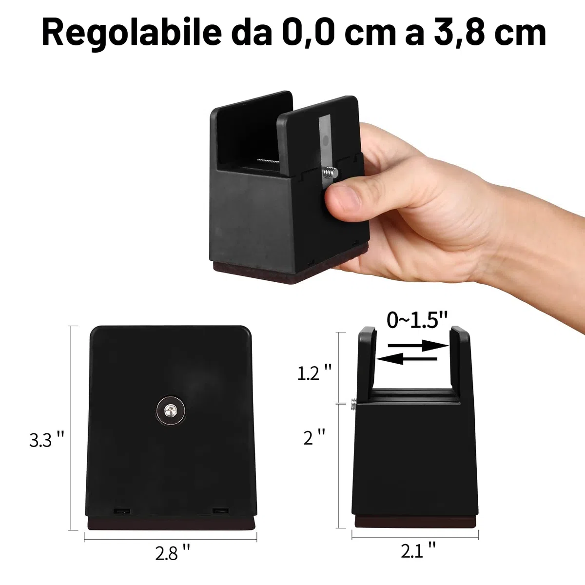 Ezprotekt Alzate per Letto e Mobili Regolabili con Morsetto a Vite, 10,2 cm per Tavoli da Divano per Impieghi Pesanti, per Gambe della Sedia Quadrate/Rotonde con Diametro da 0'' a 1,5'