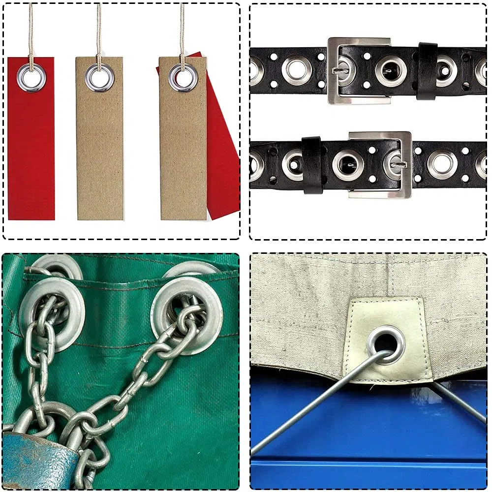 Lxntpss Kit di Occhielli, 50 Pezzi Occhielli Grommet Rondelle Argento, 20mm, Basico
