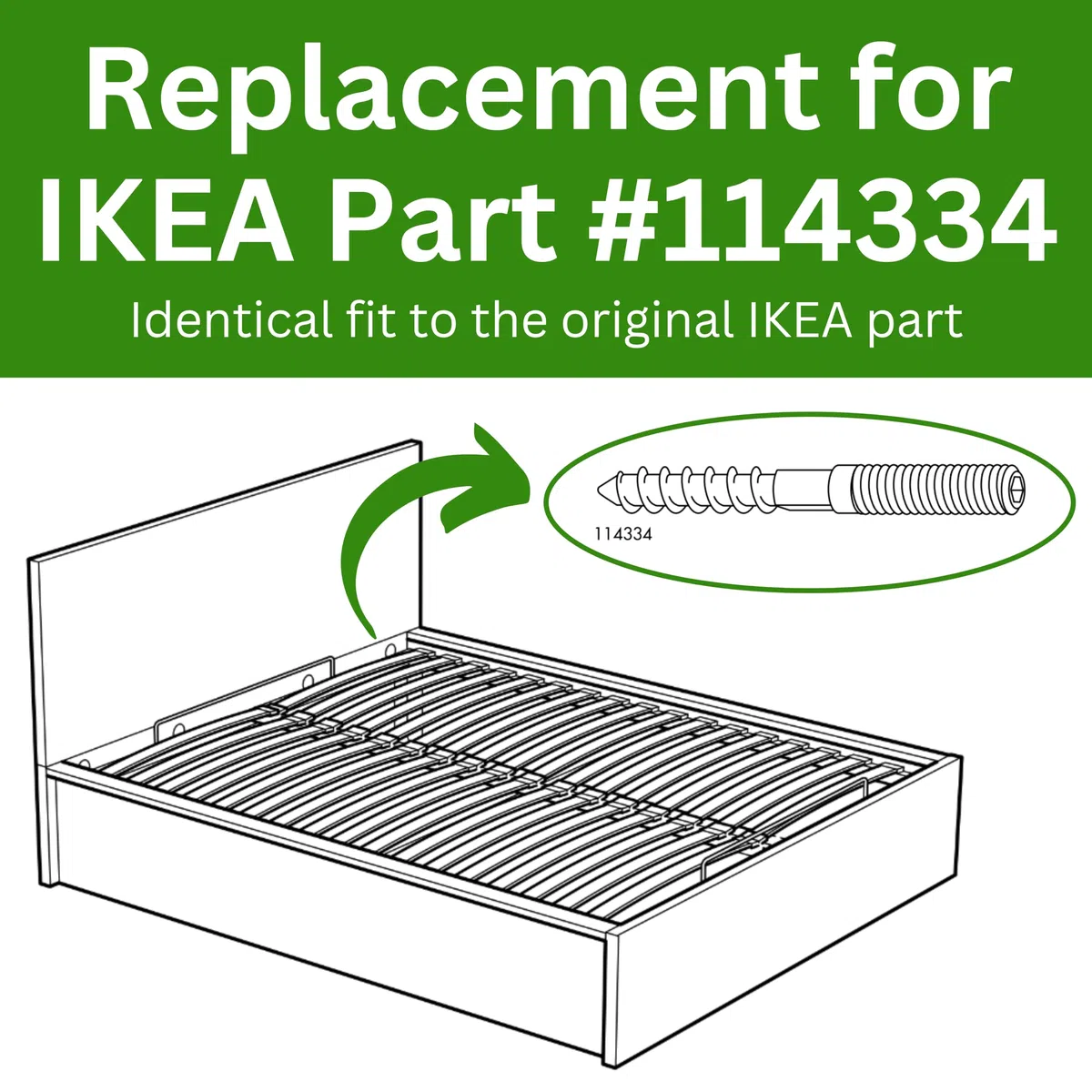 Spare Hardware Parts Bullone per appendere la struttura del letto (ricambio per Ikea, parte #114334) (confezione da 4)