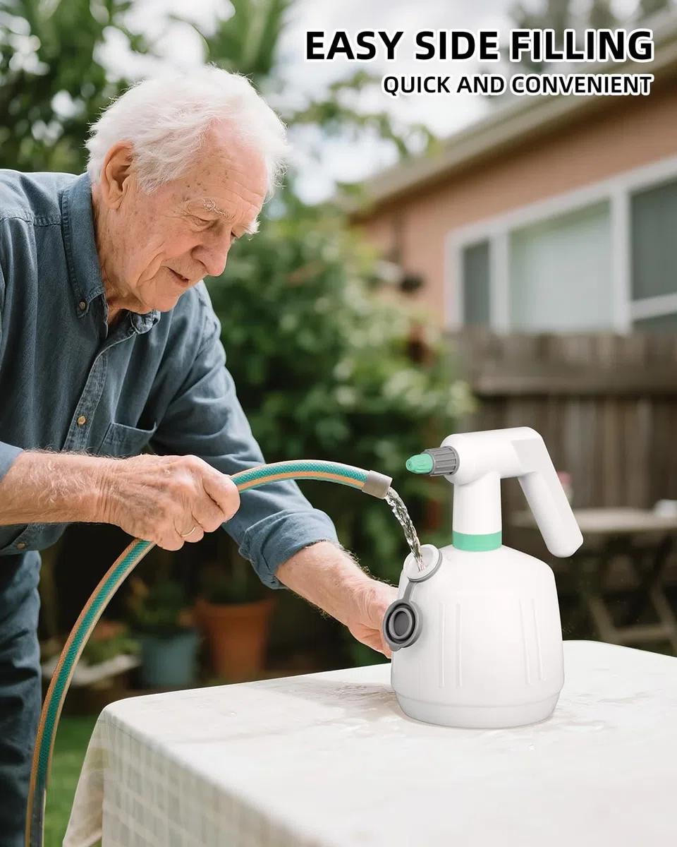 Spruzzatore Elettrico Ricaricabile 2L, Uten Spruzzatore da Giardino con Ugello Regolabile, Nebbia & Getto Automatico, per Piante, Pulizia, Auto