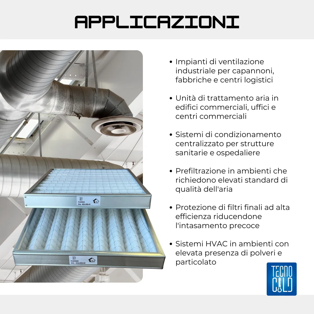 Tecno Cold | Filtro a Cella Ondulata G3 Sintetica con Doppia Rete di Acciaio Cella Filtrante con Spessore da 48mm
