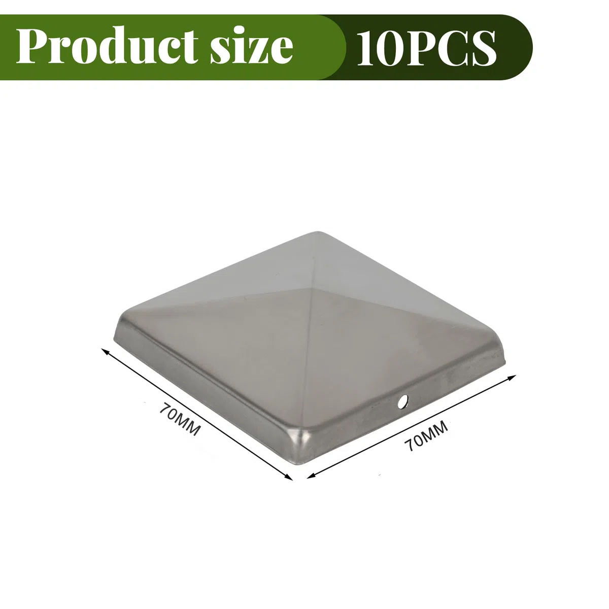 10 tappi per pali in acciaio inox, per pali in legno, supporto per pali e pali di recinzione (70 x 70 mm)