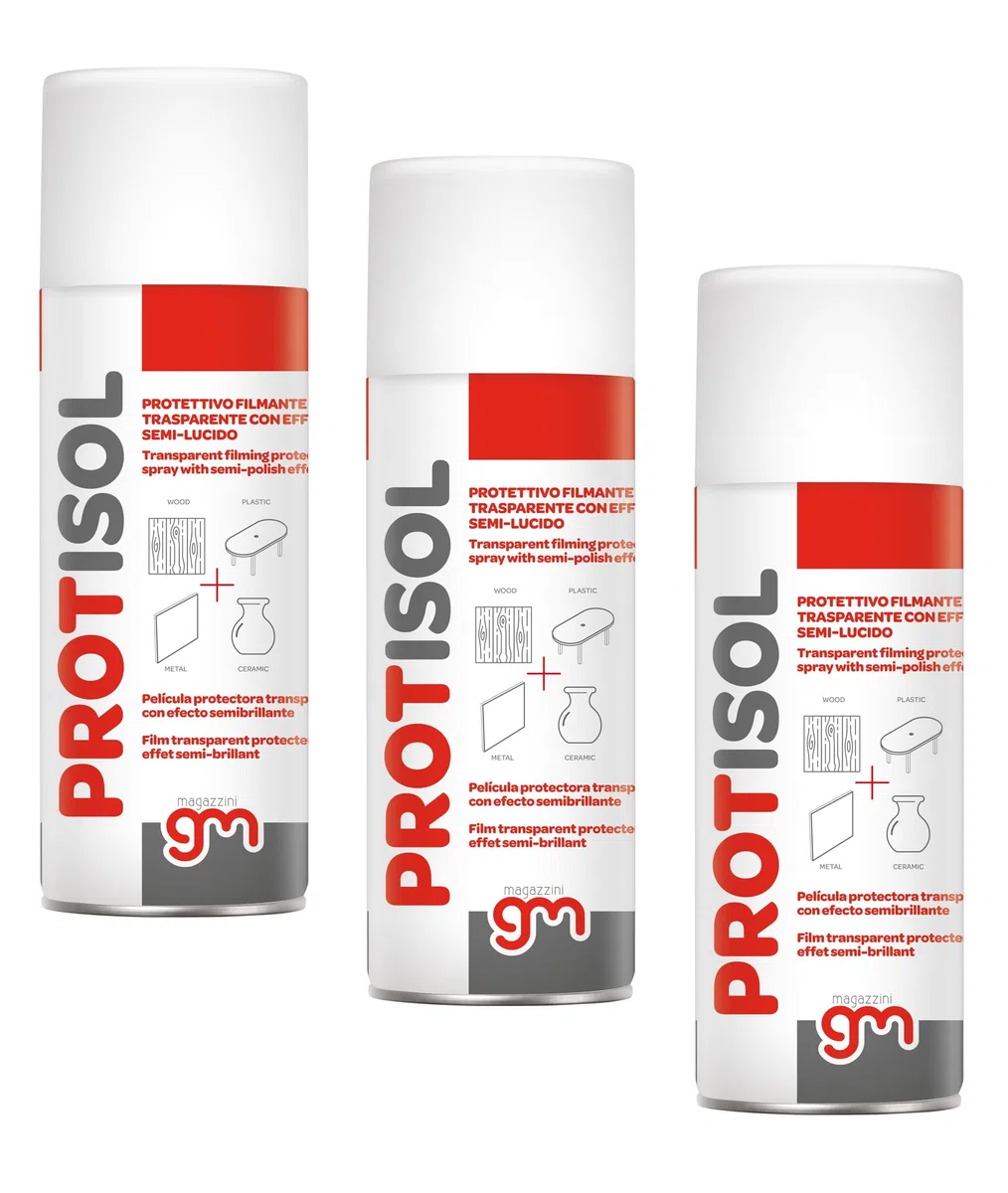 PROTISOL,Protettivo Isolante Spray,Filmante Trasparente con Effetto Semi-Lucido Isolante per Metalli, Legno, Ceramica, Plastici, 400ml (3)