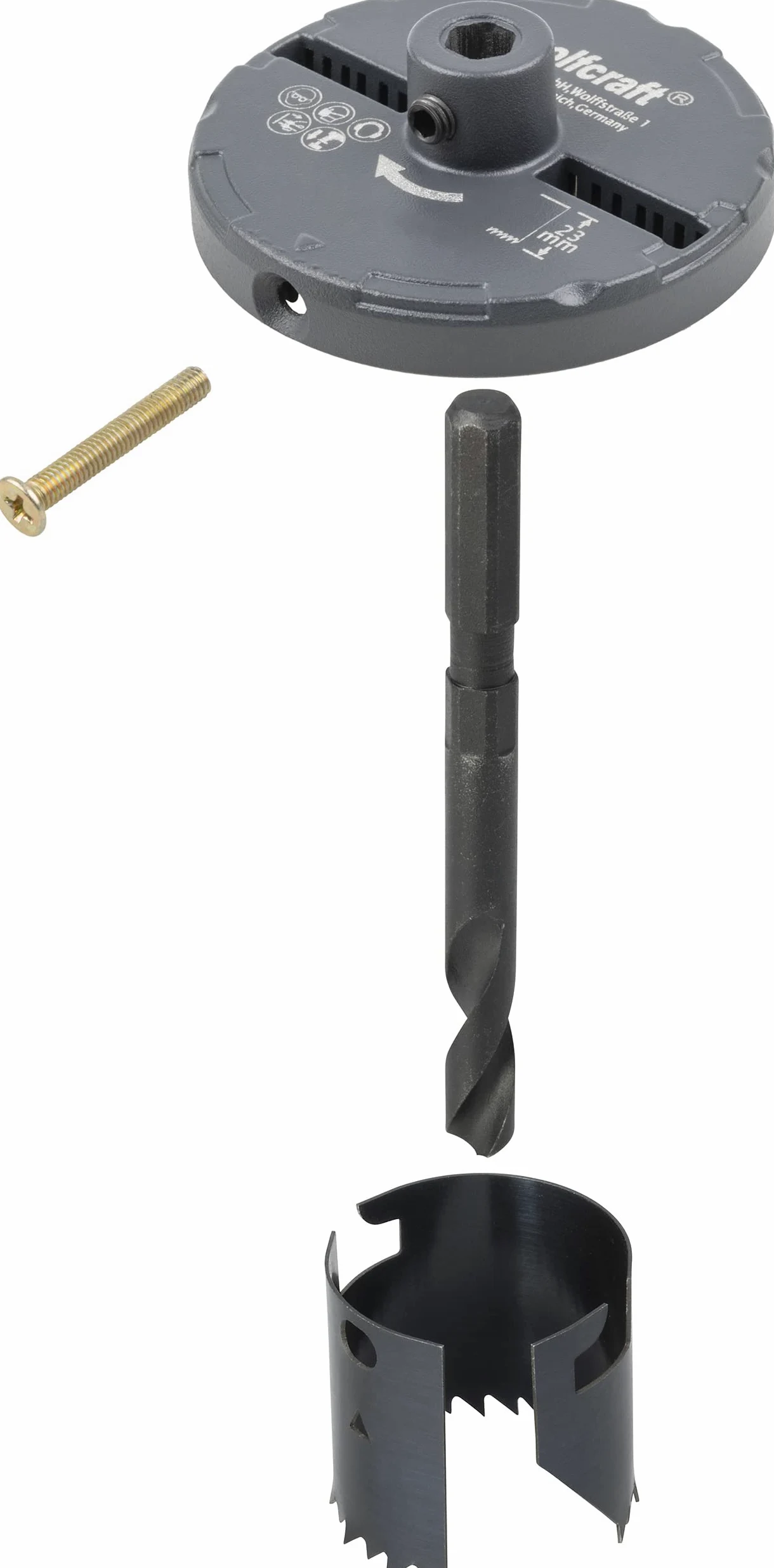 wolfcraft Sega a tazza multilama, Ø 60-95 mm I 2162000 I Sega con 5 lame a cambio rapido, Ø 60–95 mm, profondità di taglio 33 mm