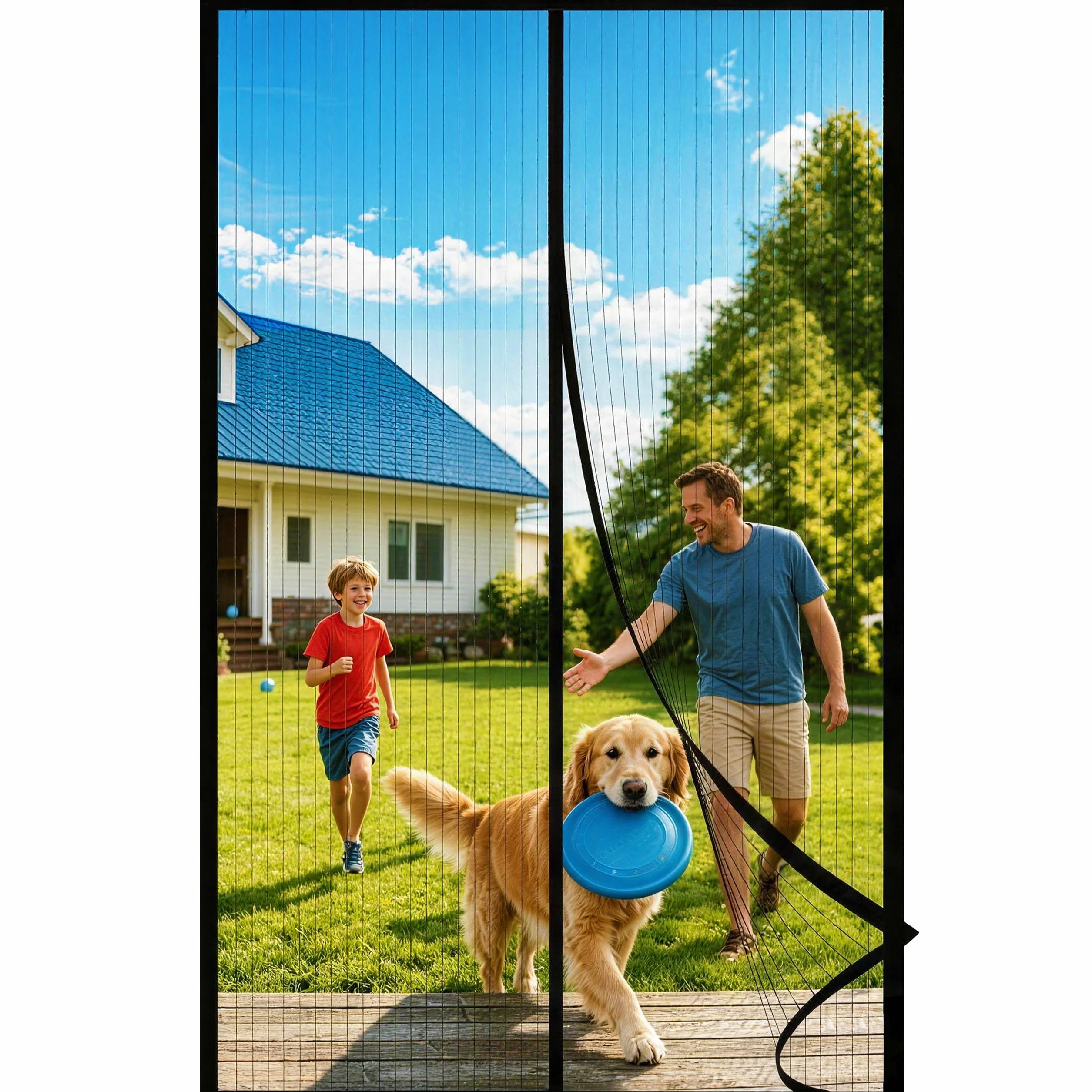 HOWIN Zanzariera Magnetica, Tenda Zanzariera Porta Finestra 140x240CM, Zanzariere Magnetiche Per Porte Finestre (Nero)
