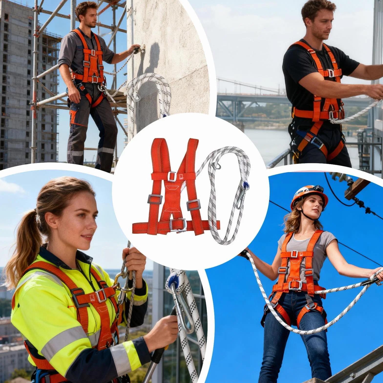 Imbracatura di Sicurezza per Tetti - Attrezzatura Esterna Regolabile,Imbracatura di Sicurezza per il Corpo per Cantiere,per Manutentori Magazzino, Pulitori Finestre, Arrampicatori,