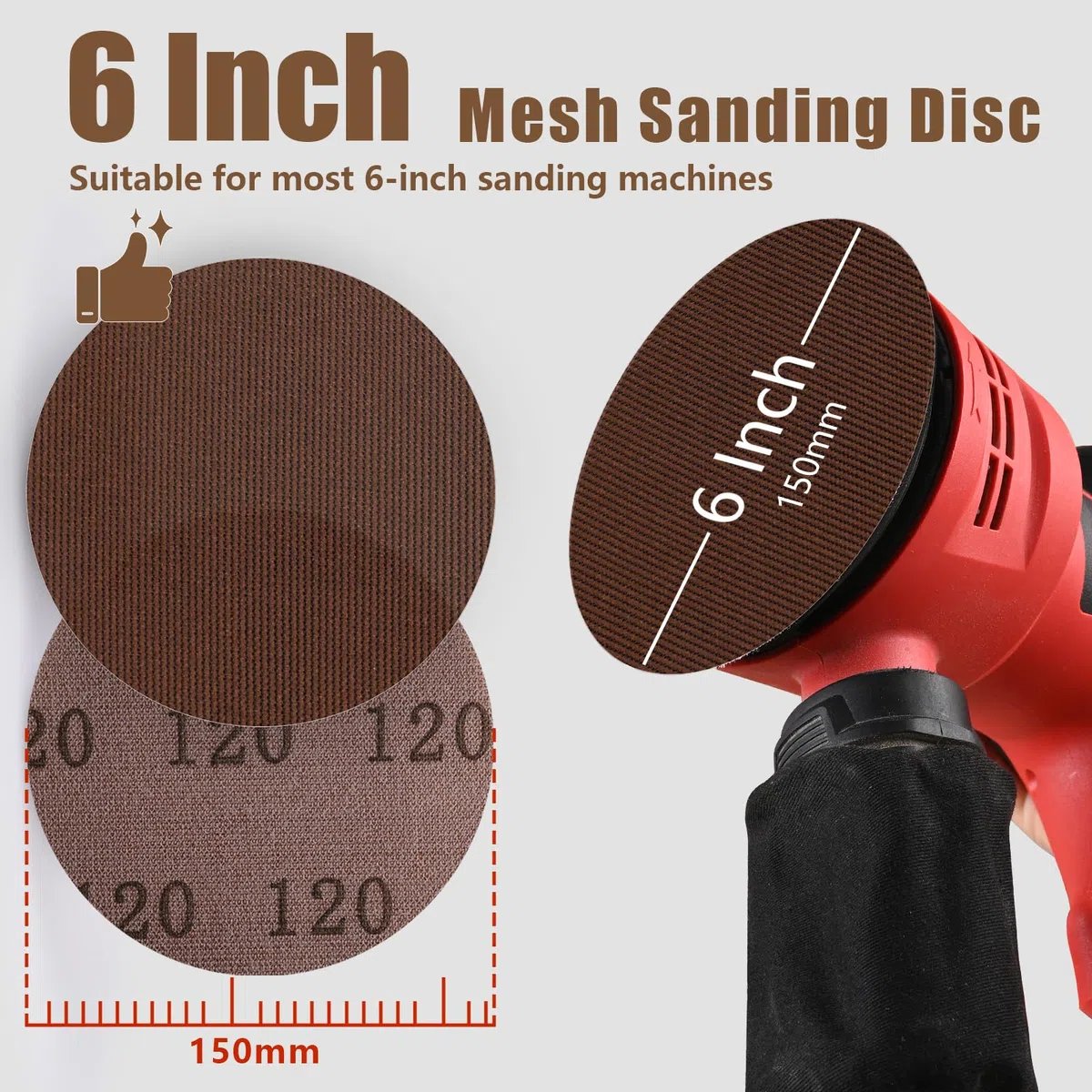 30 Pezzi Rete Dischi Abrasivi 150mm, Grana 220 per Levigatrice Orbitale da 150mm e Levigatrici legno, metallo, plastica, vernice e vetro