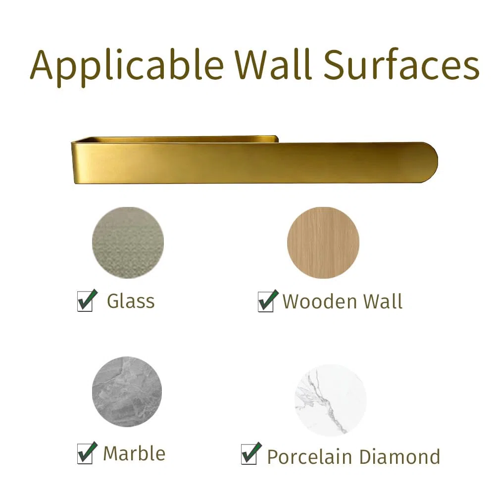 Porta Asciugamani Bagno 35cm Portasciugamani Adesivo Portasciugamani da Parete Acciaio Inossidabile 304 Adesivo Forte 3M Stabile Elegante Oro Opaco