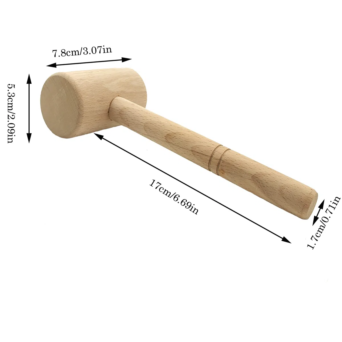 Martello da legno rotondo con impugnatura comoda, senza sbavature, per il montaggio di tutti i tipi di mobili in legno e attrezzi per il fai da te in pelle