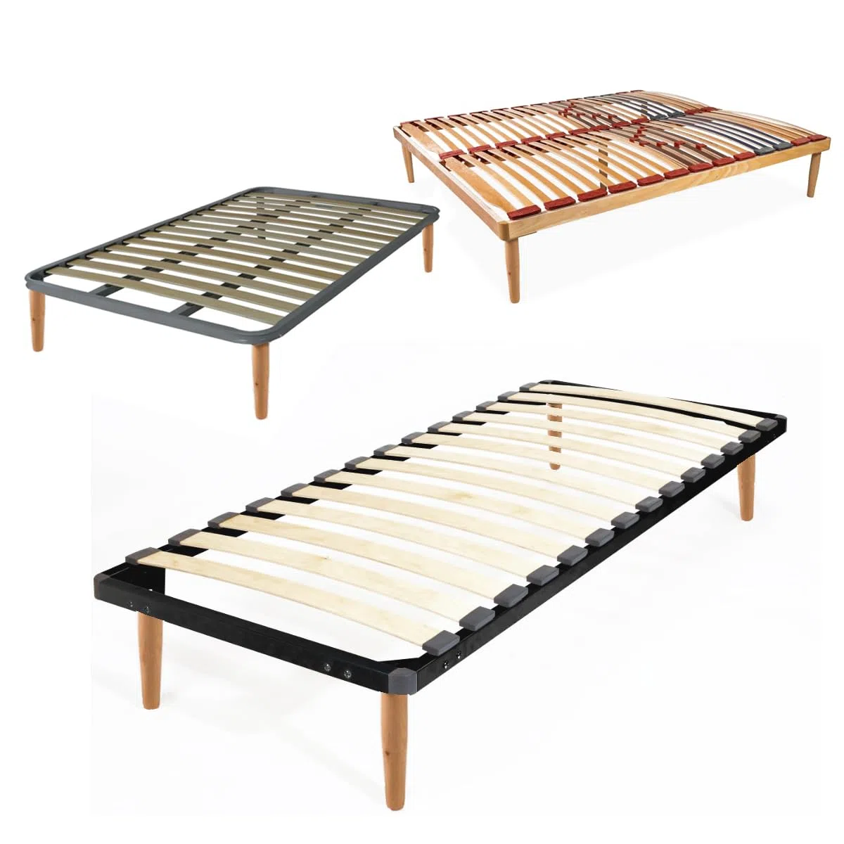 Filoben Set 4 Piedi diametro 55 per Rete a Doghe Gambe Letto Universali in Legno di Faggio cm 25 30 35 40 45