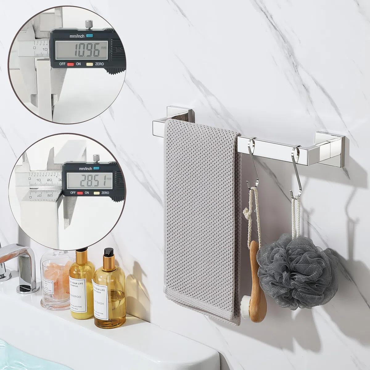 Sayayo Porta Asciugamani Bidet Porta Asciugamani Bagno Porta Asciugamano Bidet Porta Salviette 40CM Appendi Asciugamani Bagno, SUS304 Acciaio inossidabile Cromo Lucido