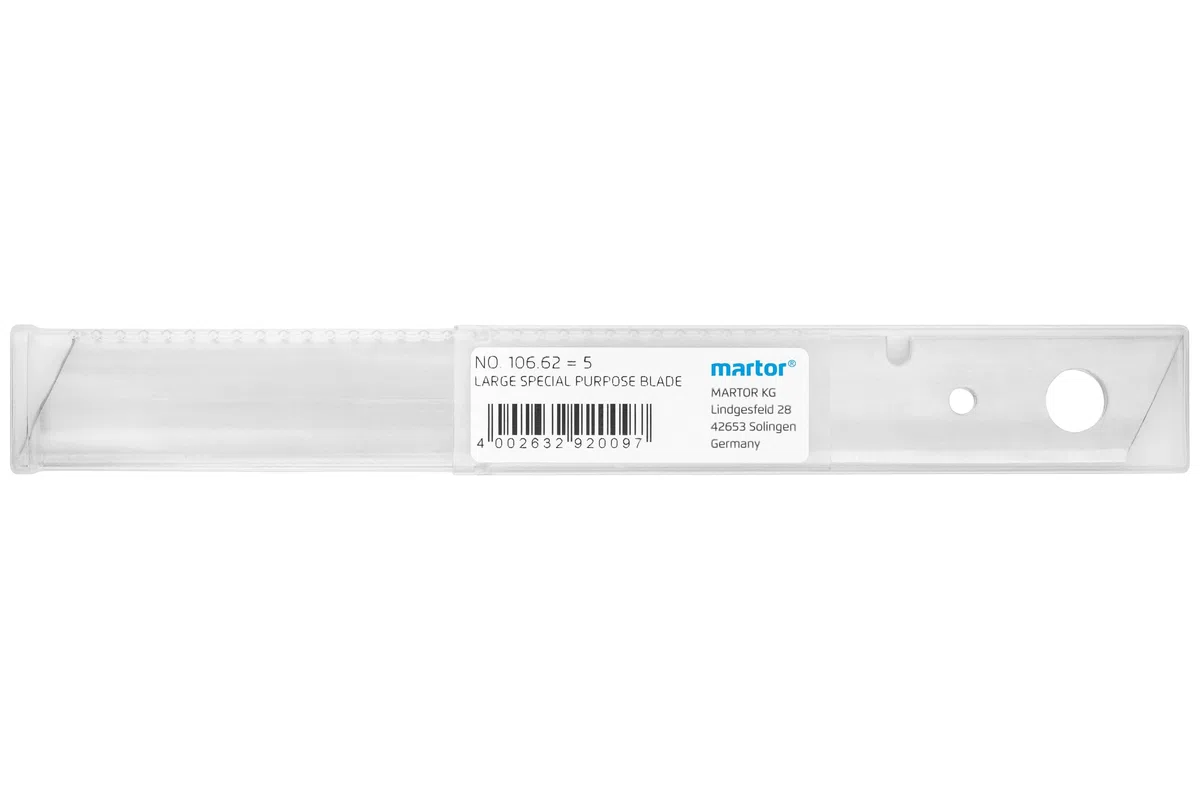 MARTOR 5 x lama speciale grande, extra lunga, lama appuntita, Lama di ricambio Cutter, Coltello di sicurezza, lunghezza 173,7 mm, larghezza 18,7 mm, affilato, in Erogatore, n. 106