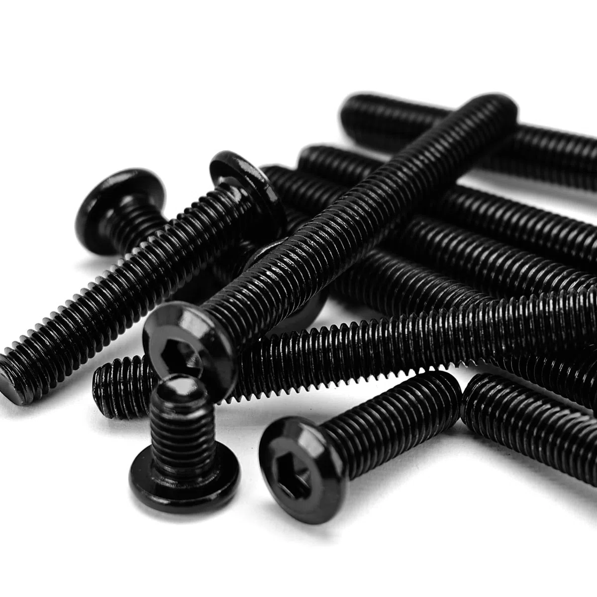 Viti a testa piatta M6 x 100 mm a testa piatta con esagono incassato per mobili, in acciaio inox 18-8 (304), ossido nero, vite con connettore svasato, filettatura completa, 20 pezzi (con chiave