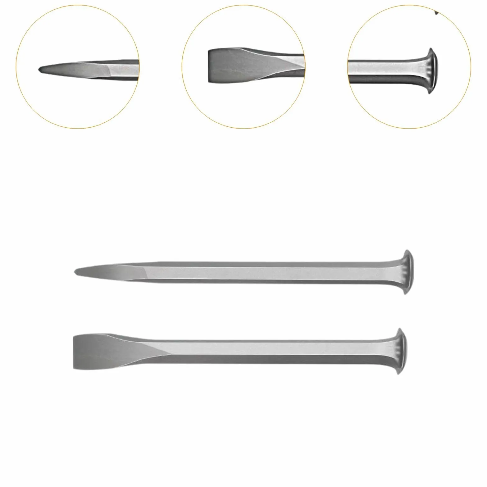 Gralara Set di 2 scalpelli per intaglio della pietra Scalpello per muratura Acciaio al carbonio Accessorio versatile per scalpello a mano da roccia piatto e, 250MM