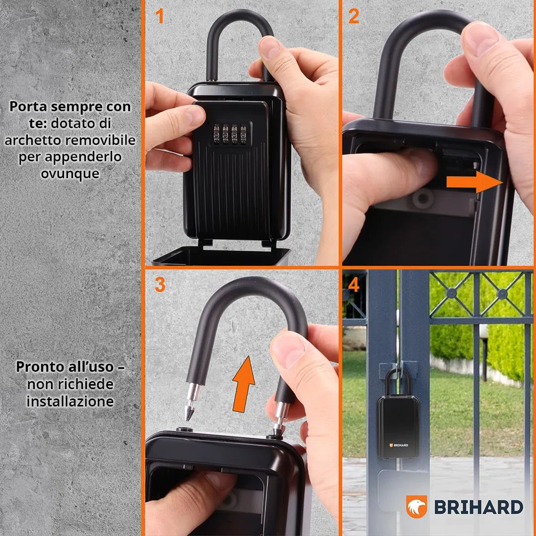 Key Box All Season Shackle XL con Arco Removibile e Custodia Impermeabile, Cassetta Chiavi con Codice a 4 Cifre, Resistente alle Intemperie, Ideale per Chiavi e Tessere di Accesso