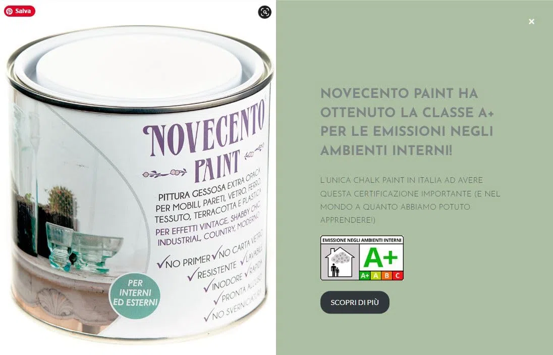 Novecento Paint Mobili ml 500 Bianco Neve Pittura gessosa (Chalck Paint) Extra Opaca facilissima da stendere.