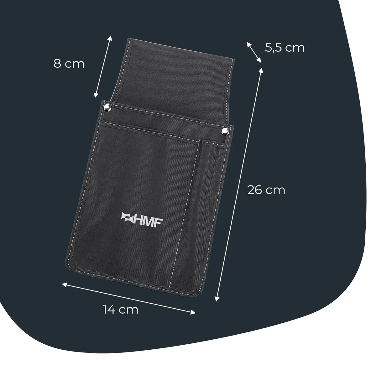 HMF Borsa da Cameriere professionale, Holster da cintura porta Portafoglio | 14 x 26 x 5,5 cm | Nero