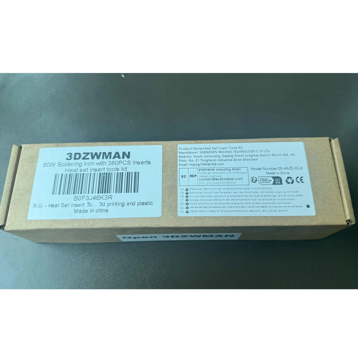 Kit di strumenti di inserimento termico, dadi in ottone, stampa 3D, 60 W, saldatore digitale e 380 pezzi, inserti filettati con punte M2 M2.5 M3 M4 M5 M6 (1/4) M8 per inserti