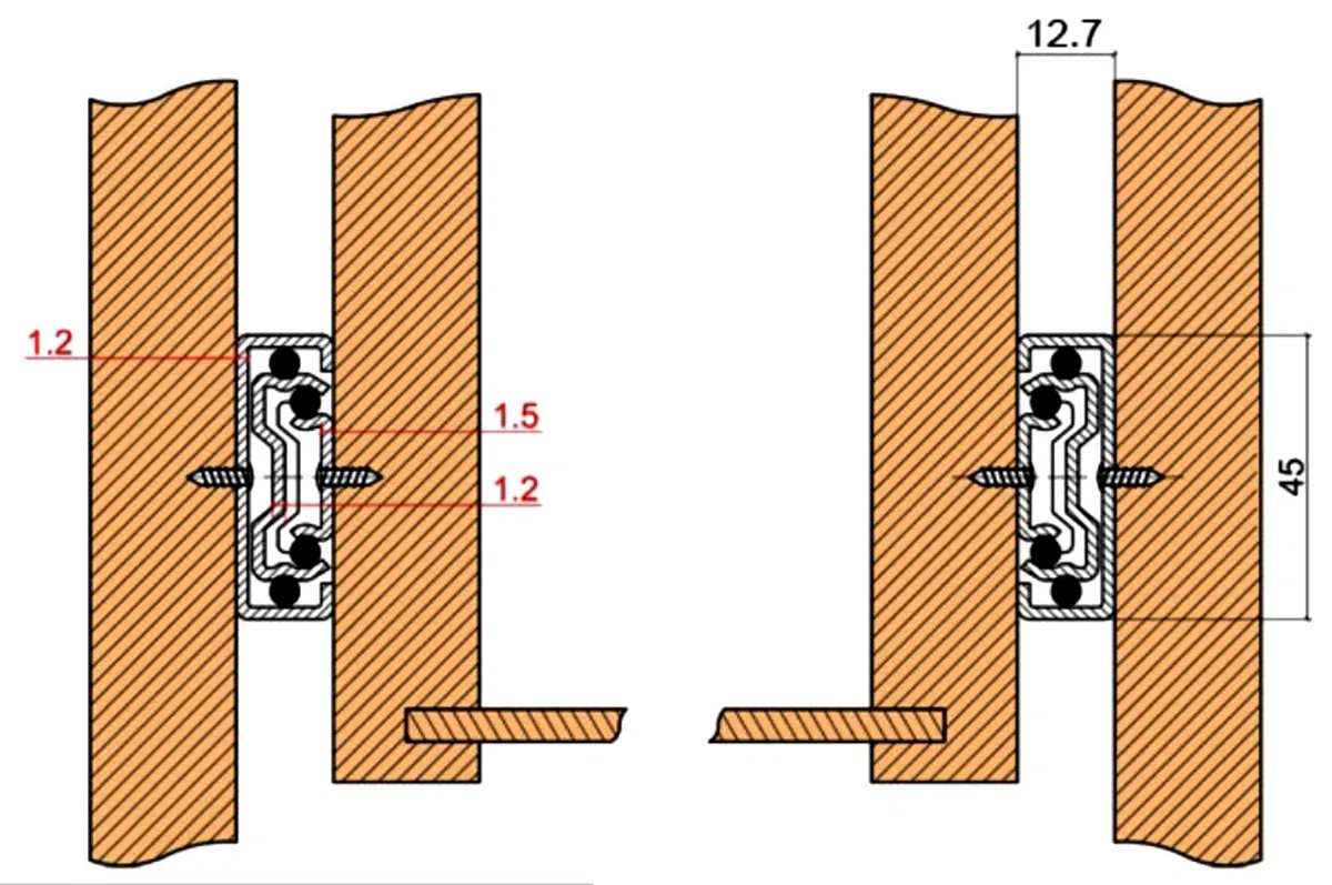AERZETIX: Coppia di Guide scorrevoli per Guida Binari cassetti, Uscita Totale, 45mm, 45 kg (30cm)