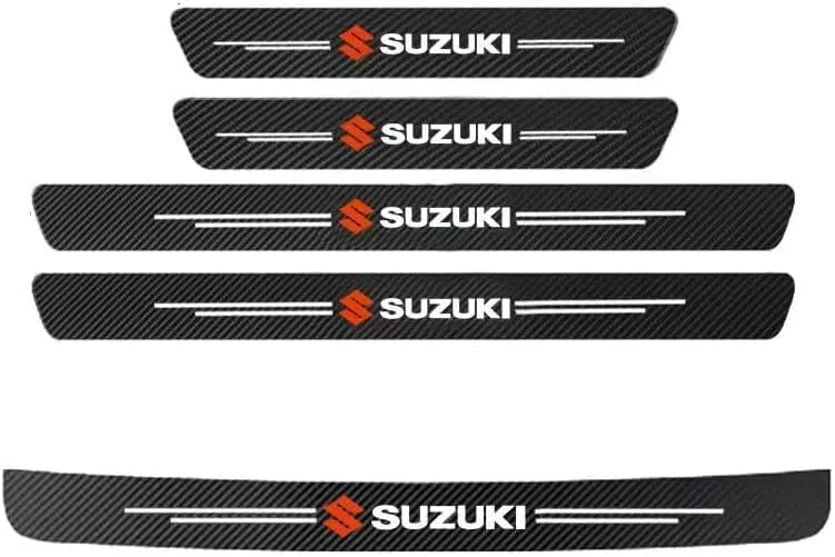 5 Pezzi Protezione Porta Soglia Sticker per Suzuki Vitara 2015-2022 2023 2024, Fibra Carbonio Auto Esterno Piastra Batticalcagno Battitacco Adesivi Soglie Porte