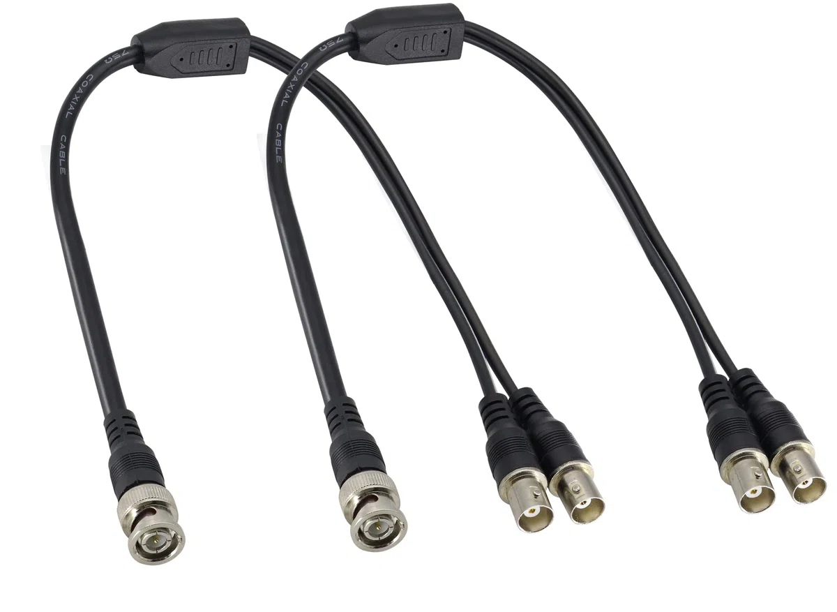 Cavo adattatore BNC maschio a doppio BNC femmina BNC RG-58/U, cavo coassiale splitter a Y da BNC femmina a DIN (75 Ohm) RG59, cavo adattatore video per sistemi CCTV di sicurezza [confezione da