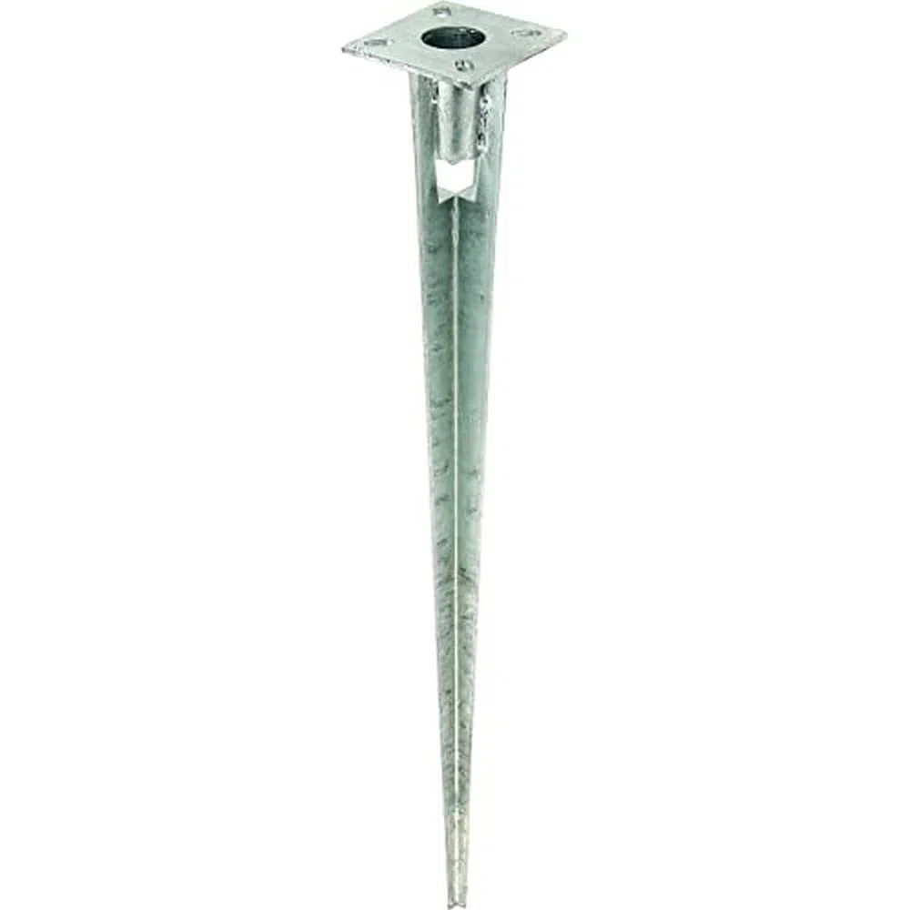 Alberts 658670 Portapalo da ancorare nel terreno, per pali di recinzione in tubolare di acciaio, zincato a caldo, Lunghezza 750 mm, per Ø pali 38 mm