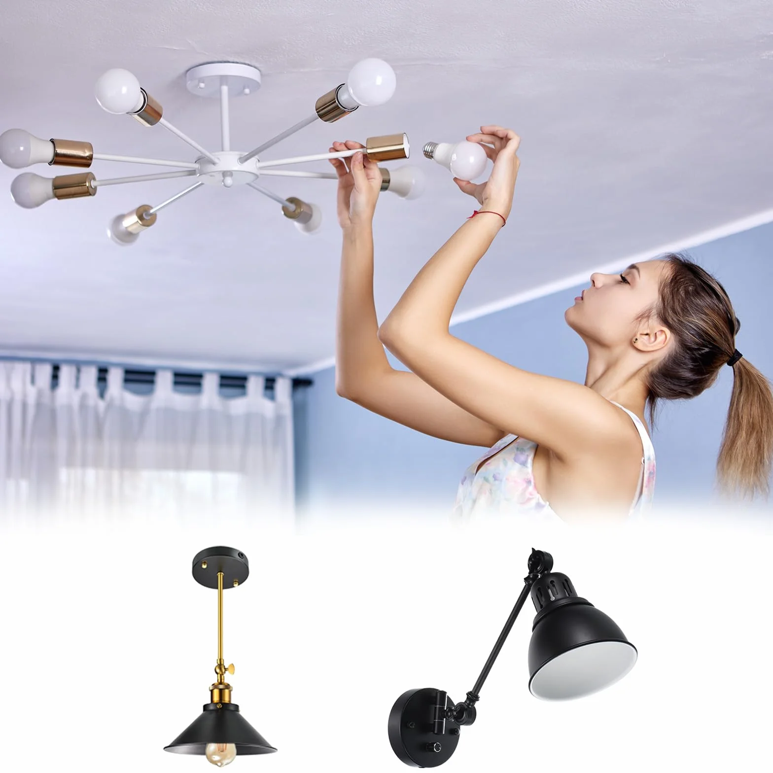 PATIKIL Kit Asta Lampada a Tubo Dritto, 4 Set M10 Acciaio al Carbonio 250mm Lunghezza Asta Filettata a Doppia Estremità con Dado Accoppiamento Manicotto Connettore per Lampade Tavolo, Nero
