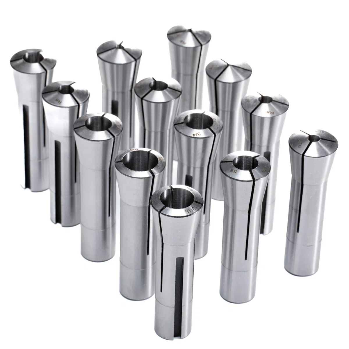 Set di pinze di precisione R8, 13 pezzi, in acciaio al carbonio da 1/8" a 7/8", set di pinze per fresatura, TIR, filettatura 7/16"-20, per fresatura e supporto mandrino
