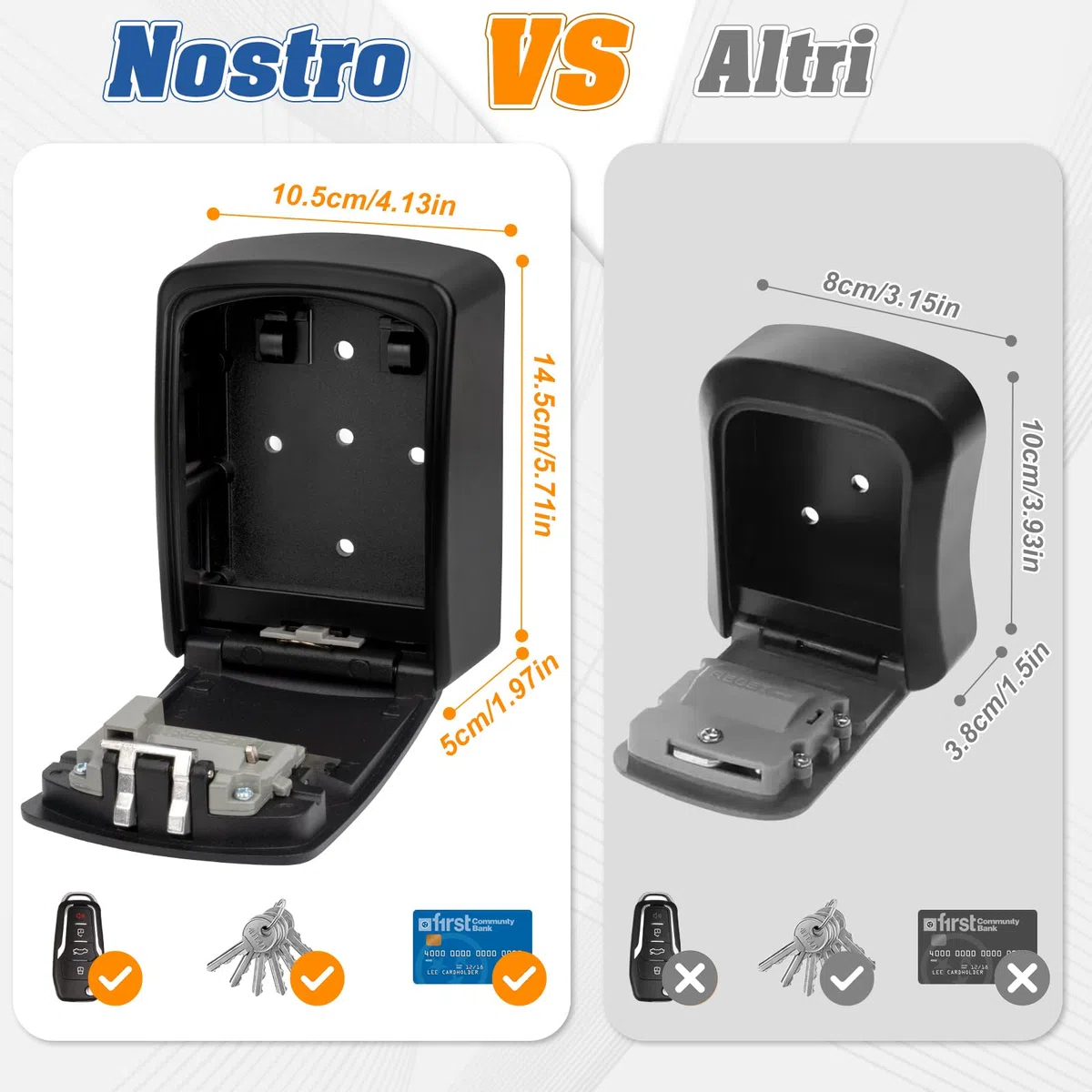Cassetta Sicurezza Chiavi, Cassaforte per Chiavi Grande, Cassaforte Chiave Combinazione, Key Lock Box Custodia 4 Cifre e Lucchetto per Esterno Casa Garage Ufficio Palestra (nero)