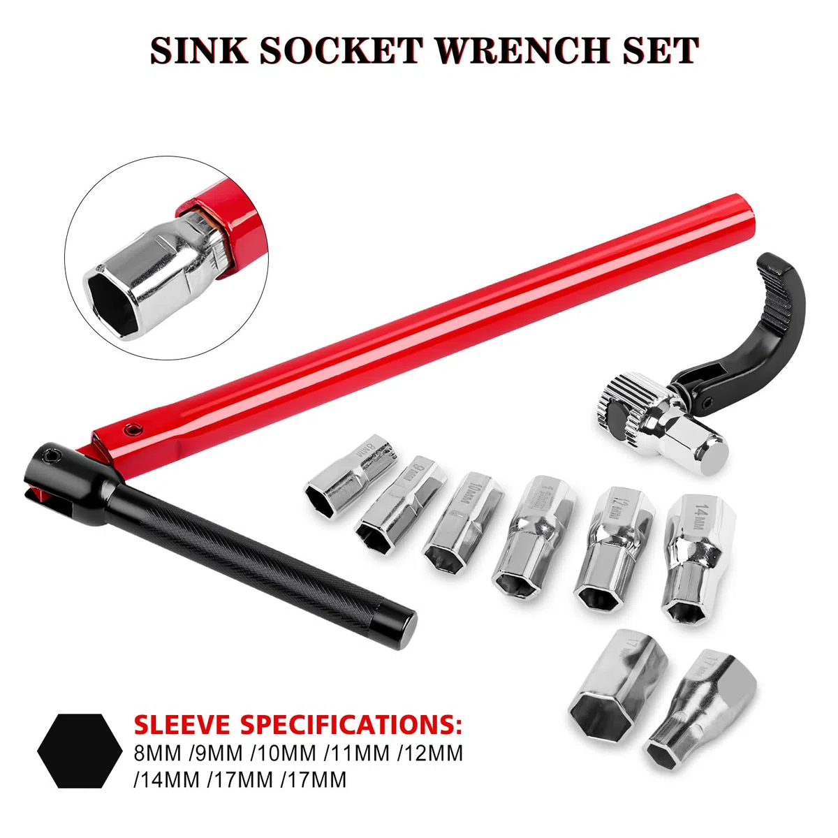 Set di chiavi per rubinetti 13 mm | Morsetto SW 44 + inserti 8-17 mm, Set di chiavi per rubinetti, 9 chiavi per rubinetti | Adattatore di morsetto