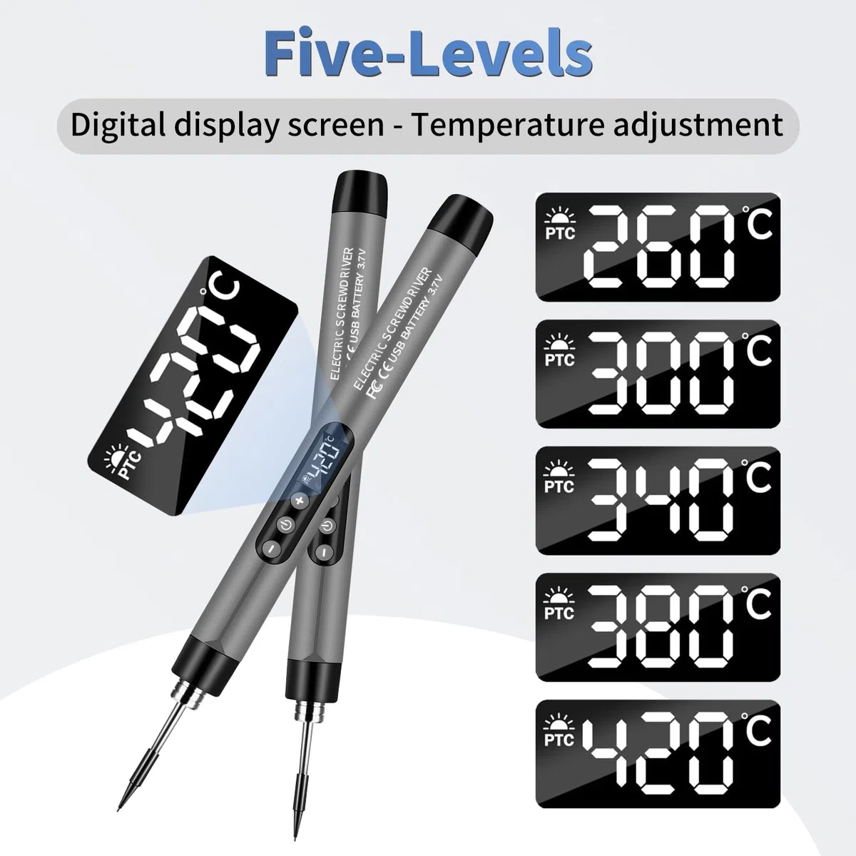 Diymore Set di Saldatore a Batteria Ricaricabile USB Con LCD,260 ℃-420 ℃ Saldatore Ricaricabile con Display della Temperatura