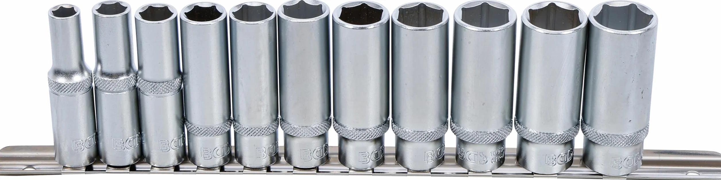 BGS 2222 | Serie di bussole esagonali, profonde | 10 mm (3/8") | 8 - 19 mm | 11 pz.