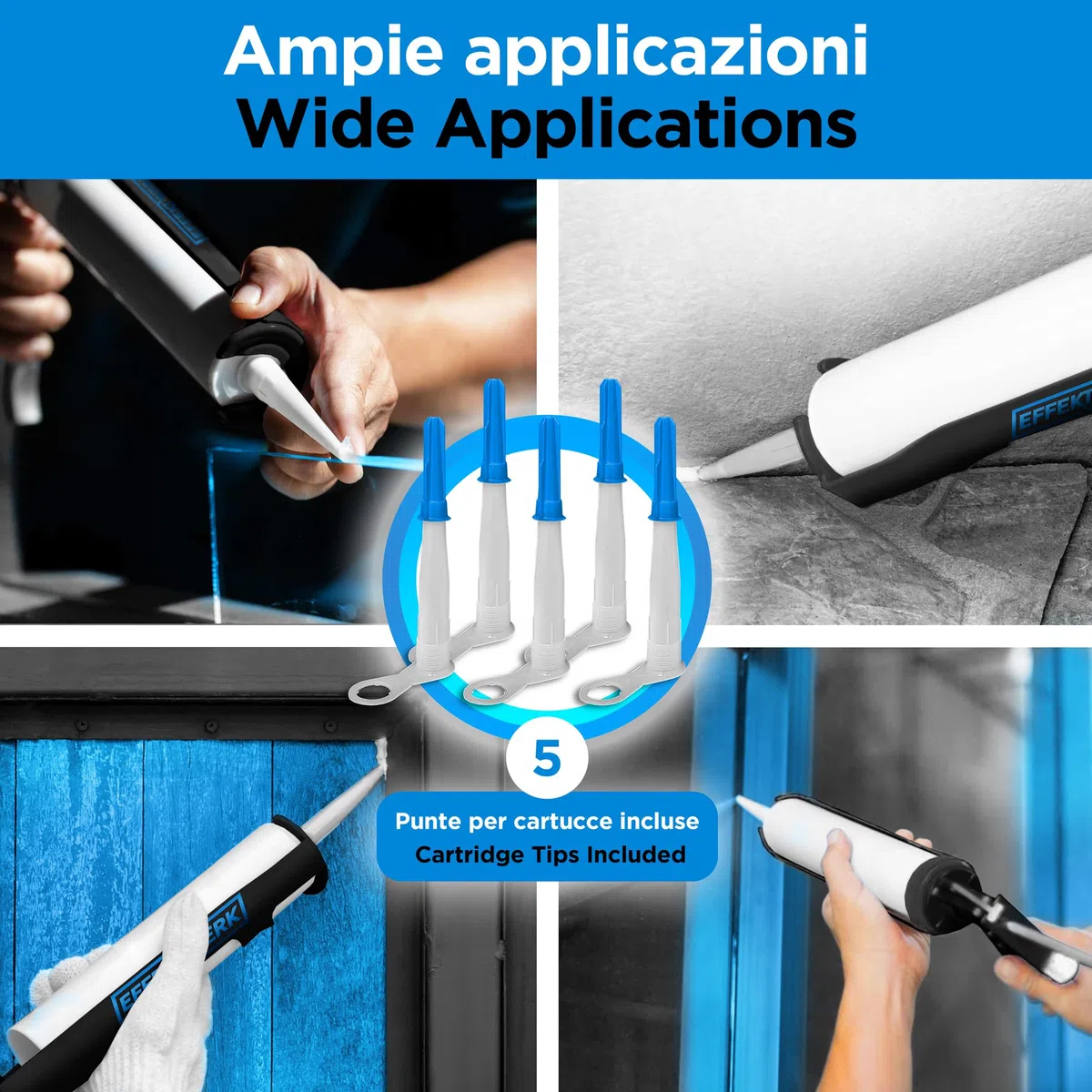 Pistola per sigillante per cartucce di silicone da 150-310 ml, Pistola per sigillante per carichi pesanti con rapporto di spinta 25:1, Perfetta per riempire le crepe delle finestre