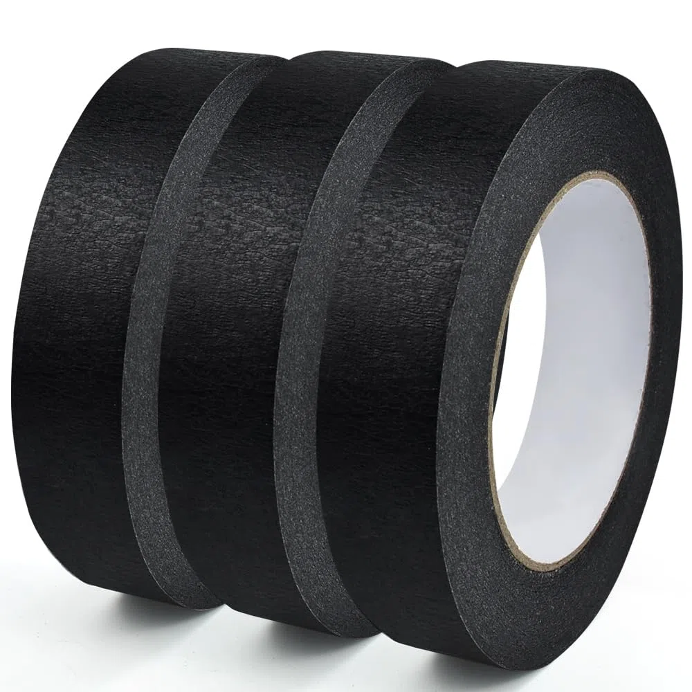 NAROSEBE 3 Rotoli Nastro Adesivo di Carta per Pittura 25 mm x 50 m Nastro per Mascheratura Nastro Adesivo Carta Protezione Multiuso Nastro Professionale per Pittura, Artigianato e Fai-da-Te - Nero