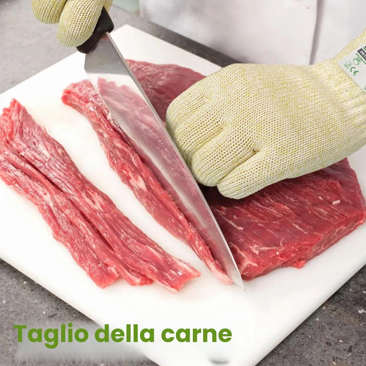 Schwer Guanti antitaglio LEVEL A9/F, massima protezione contro il taglio secondo i più elevati standard statunitensi ed europei, senza PFAS, per tagliare la carne, sgusciare le ostriche (beige,M)
