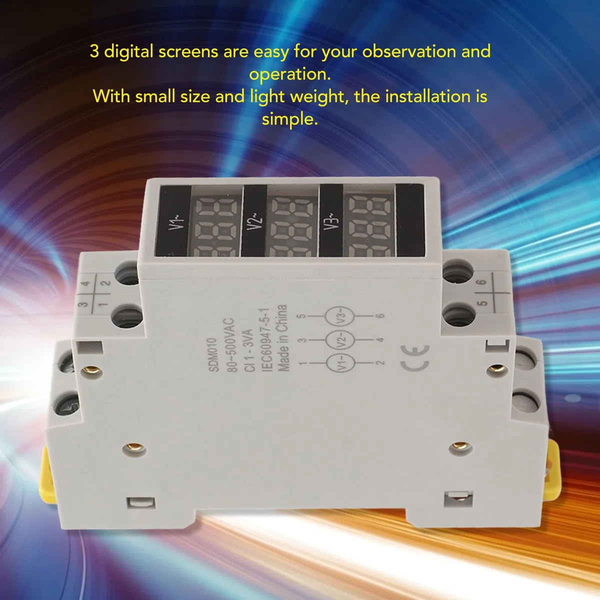 Voltmetro Voltmetro Wincal, Display Digitale Trifase Ac 80-500 V Morsetto Passante Guida Din, Protezione Da Sovratensione E Sottotensione Amperometro Per Le Misurazioni
